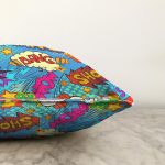 - Sonil-K3530-Gorsel-2 - Realhomes  Mavi Zeminli Popart Özel Tasarım Dijital Baskılı Modern Raşel Kadife Yastık Kırlent Kılıfı Realhomes