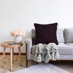 Realhomes Siyah Zeminde Pembe Geometrik Desenli Dijital Baskılı Modern Raşel Kadife Yastık Kırlent Kılıfı Realhomes