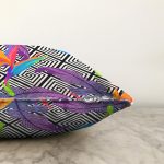 - Sonil-K3543-Gorsel-2 - Realhomes  Geometrik Zeminde Tropikal Yapraklar Dijital Baskılı Modern Raşel Kadife Yastık Kırlent Kılıfı Realhomes