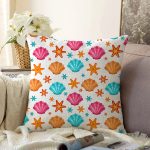 - Sonil-K3545-Gorsel - Realhomes Deniz kabuğu Motifli Özel Tasarımlı Dijital Baskılı Modern Şönil Yastık Kırlent Kılıfı Realhomes