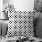 - Seamless black and white pattern with cute stars for kids. Baby - Realhomes Beyaz Zemin Siyah Kalp Desenli Özel Tasarımlı Dijital Baskılı Modern Şönil Yastık Kırlent Kılıfı Realhomes