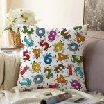 Özel Tasarım Rakamlar Dijital Baskılı Modern Raşel Kadife Yastık Kırlent Kılıfı Realhomes