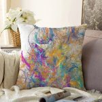 Suluboya Desenli Dijital Baskılı Modern Raşel Kadife Yastık Kırlent Kılıfı Realhomes