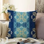 - Sonil-K3609-Gorsel - Realhomes  Mavi Etnik Desen Dijital Baskılı Modern Raşel Kadife Yastık Kırlent Kılıfı Realhomes