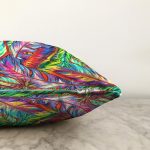 Renkli yapraklar Dijital Baskılı Modern Raşel Kadife Yastık Kırlent Kılıfı Realhomes