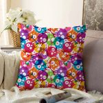 - Sonil-K3622-Gorsel - Realhomes Rengarenk İskelet Figürlü Özel tasarım Dijital Baskılı Modern Raşel Kadife Yastık Kırlent Kılıfı Realhomes