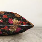 Kuru Kafa ve Çiçekler Dijital Baskılı Modern Raşel Kadife Yastık Kırlent Kılıfı Realhomes