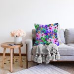 mavi zeminli Rengarenk Çiçekler Modern Raşel Kadife Yastık Kırlent Kılıfı Realhomes