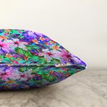 mavi zeminli Rengarenk Çiçekler Modern Raşel Kadife Yastık Kırlent Kılıfı Realhomes