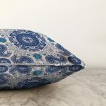 Mavi renkli Etnik Motifler Dijital Baskılı Modern Raşel Kadife Yastık Kırlent Kılıfı Realhomes