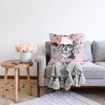 Etnik Kurukafa Motifli Dijital Baskılı Modern Raşel Kadife Yastık Kırlent Kılıfı Realhomes