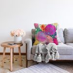 Renkli Dairesel Geometrik Özel tasarım Dijital Baskılı Modern Raşel Kadife Yastık Kırlent Kılıfı Realhomes