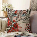 - Sonil-K3688-Gorsel - Realhomes Etnik Kadın Motifli Dijital Baskılı Modern Raşel Kadife Yastık Kırlent Kılıfı Realhomes