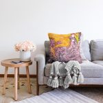 Ebru Motifli Dijital Baskılı Modern Raşel Kadife Yastık Kırlent Kılıfı Realhomes