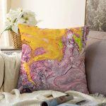 Ebru Motifli Dijital Baskılı Modern Raşel Kadife Yastık Kırlent Kılıfı Realhomes