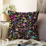 Renkli Yıldızlar Özel tasarım Dijital Baskılı Raşel Kadife Yastık Kırlent Kılıfı Realhomes