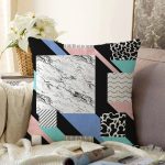 - Sonil-K3714-Gorsel - Realhomes Mermer Desenli Dijital Baskılı Modern Şönil Yastık Kırlent Kılıfı Realhomes