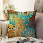 Fraktal Desenli Özel Tasarım Dijital Baskılı Modern Raşel Kadife Yastık Kırlent Kılıfı Realhomes