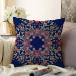 - Sonil-K3723-Gorsel - Realhomes Lacivert Zeminli Etnik Motifler Dijital Baskılı Modern Raşel Kadife Yastık Kırlent Kılıfı Realhomes