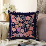 - Sonil-K3724-Gorsel - Realhomes  Çerçeve İçinde Çiçek Motifli Özel Tasarım Dijital Baskılı Modern Raşel Kadife Yastık Kırlent Kılıfı Realhomes