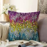 Renkli Leopar Desenli Özel Tasarım Dijital Baskılı Modern Raşel Kadife Yastık Kırlent Kılıfı Realhomes
