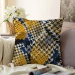 Kaz ayağı Motifli Dijital Baskılı Modern Raşel Kadife Yastık Kırlent Kılıfı Realhomes