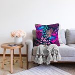 Mor Balık Desenli Özel Tasarım Dijital Baskılı Modern Raşel Kadife Yastık Kırlent Kılıfı Realhomes