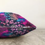 Mor Balık Desenli Özel Tasarım Dijital Baskılı Modern Raşel Kadife Yastık Kırlent Kılıfı Realhomes