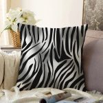 - Sonil-K3757-Gorsel - Realhomes  Zebra Desenli Dijital Baskılı Modern Raşel Kadife Yastık Kırlent Kılıfı Realhomes