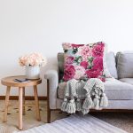Pembe Güller Dijital Baskılı Modern Raşel Kadife Yastık Kırlent Kılıfı Realhomes