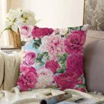 Pembe Güller Dijital Baskılı Modern Raşel Kadife Yastık Kırlent Kılıfı Realhomes