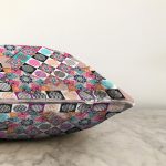 Renkli Kare Motifli Dijital Baskılı Özel Tasarım Raşel Kadife Yastık Kırlent Kılıfı Realhomes