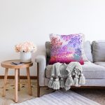 - Sonil-K3793-Gorsel-1 - Realhomes Gökyüzünde Çiçekler Tasarım Dijital Baskılı Modern Şönil Yastık Kırlent Kılıfı Realhomes