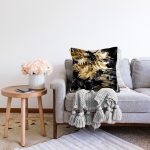 Siyah ve Gold Uyumu Özel Tasarım Dijital Baskılı Modern Raşel Kadife Yastık Kırlent Kılıfı Realhomes