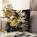 Siyah ve Gold Uyumu Özel Tasarım Dijital Baskılı Modern Raşel Kadife Yastık Kırlent Kılıfı Realhomes