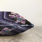 Mor zeminli 3D Dijital Baskılı Modern Raşel Kadife Yastık Kırlent Kılıfı Realhomes