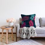 - Sonil-K3812-Gorsel-1 - Realhomes  Renkli yapraklar Dijital Baskılı Modern Raşel Kadife Yastık Kırlent Kılıfı Realhomes