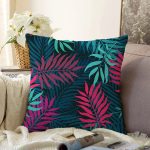 - Sonil-K3812-Gorsel - Realhomes  Renkli yapraklar Dijital Baskılı Modern Raşel Kadife Yastık Kırlent Kılıfı Realhomes