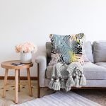 Soyut Tarzda Tropikal Yaprak Desenli Dijital Baskılı Modern Raşel Kadife Yastık Kırlent Kılıfı Realhomes