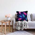 - Sonil-K3831-Gorsel-1 - Realhomes Lacivert Zeminde Renkli Tüyler Desenli Raşel Kadife Yastık Kırlent Kılıfı Realhomes