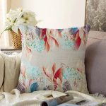 Krem Zeminde Çiçek Desenli Özel Tasarım Dijital Baskılı Modern Raşel Kadife Yastık Kırlent Kılıfı Realhomes