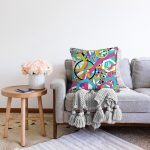 Renkli Desenler Dijital Baskılı Modern Raşel Kadife Yastık Kırlent Kılıfı Realhomes