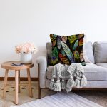 - Sonil-K3852-Gorsel-1 - Realhomes Renkli yapraklar Dijital Baskılı Modern Raşel Kadife Yastık Kırlent Kılıfı Realhomes