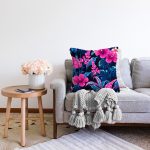 - Sonil-K3859-Gorsel-1 - Realhomes Mavi Zeminde Rengarenk Çiçekler Dijital Baskılı Modern Şönil Yastık Kırlent Kılıfı Realhomes