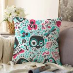 - Sonil-K3864-Gorsel - Realhomes Neşeli Baykuşlar Dijital Baskılı Modern Raşel Kadife Yastık Kırlent Kılıfı Realhomes