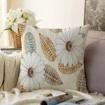 - Sonil-K3867-Gorsel - Realhomes  Krem Zeminde Kabartma Çiçek Desenli Özel Tasarım Dijital Baskılı Modern Raşel Kadife Yastık Kırlent Kılıfı Realhomes