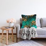 Altın Motifli Özel Tasarım Dijital Baskılı Modern Raşel Kadife Yastık Kırlent Kılıfı Realhomes