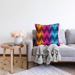 Renkli Zikzak Desenli Dijital Baskılı Modern Raşel Kadife Yastık Kırlent Kılıfı Realhomes