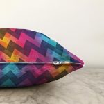 Renkli Zikzak Desenli Dijital Baskılı Modern Raşel Kadife Yastık Kırlent Kılıfı Realhomes