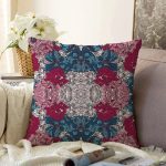 Çiçek Motifli Özel Tasarım Dijital Baskılı Modern Raşel Kadife Yastık Kırlent Kılıfı Realhomes